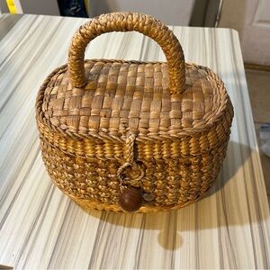 Sea and Grads Woven Tan Handbag-Picnic Bag